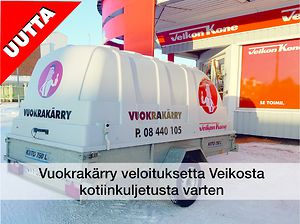 1 Vuokraa peräkärry. Ens. vrk 39€, seur. 22€. Ostaessasi meiltä kuljetusta tarvitsevan ison tuotteen, lainaamme vuokrakärryn veloituksetta lähialue(max 3h) kuljetusta varten.